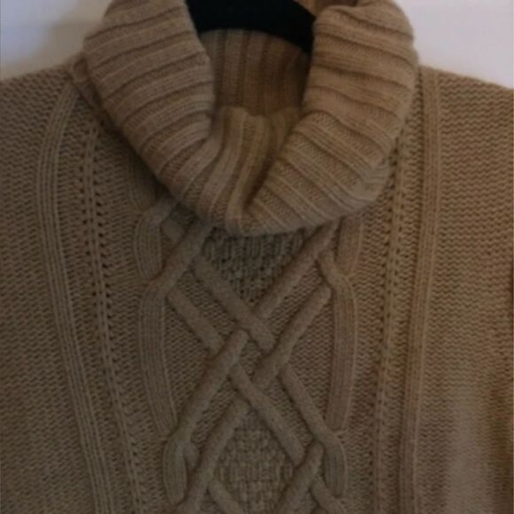 Women's J. Crew Tan Turtle Neck Heavy Knit Sweater - Picture 3 of 8